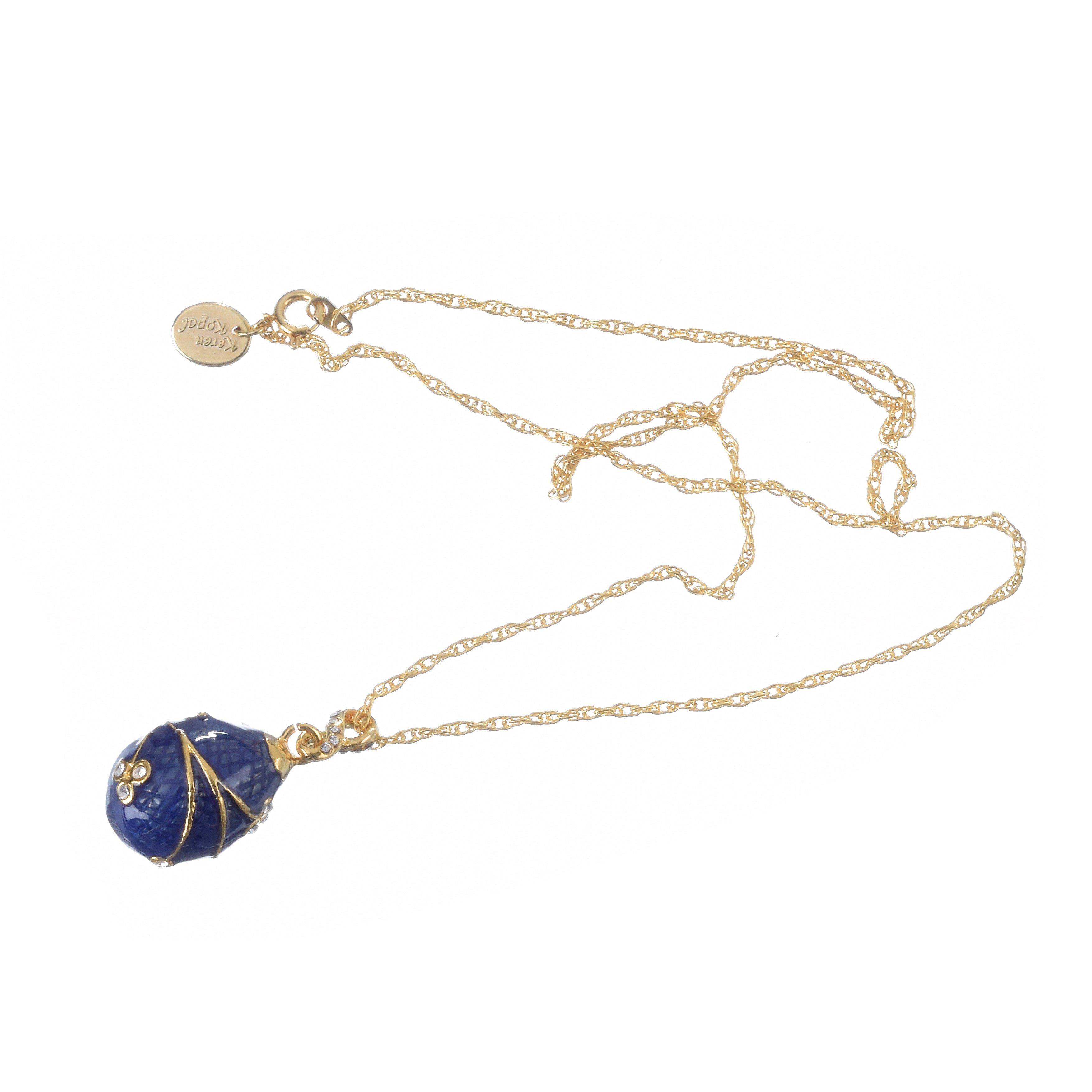 Blue Egg Pendant Gold Necklace